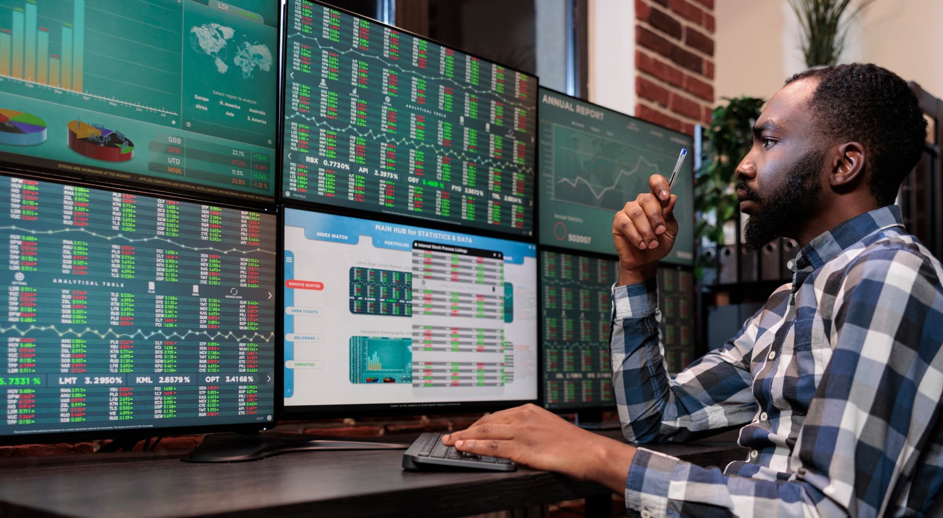 person in front of charts