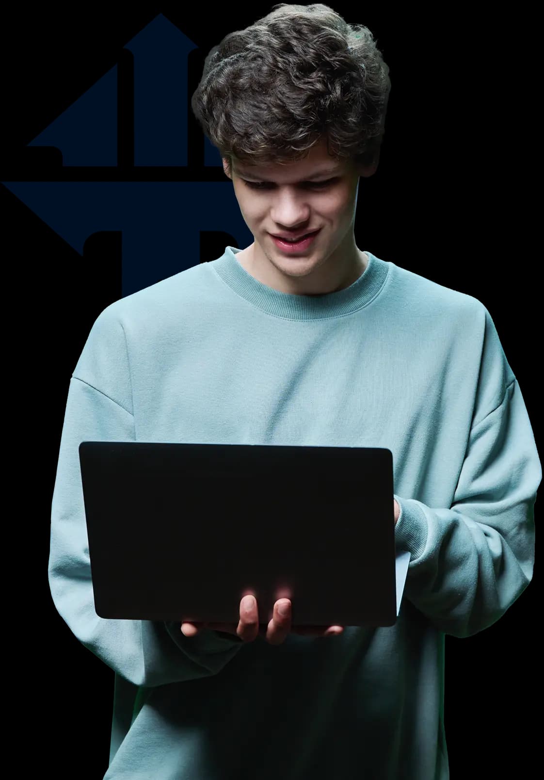 man holding a laptop