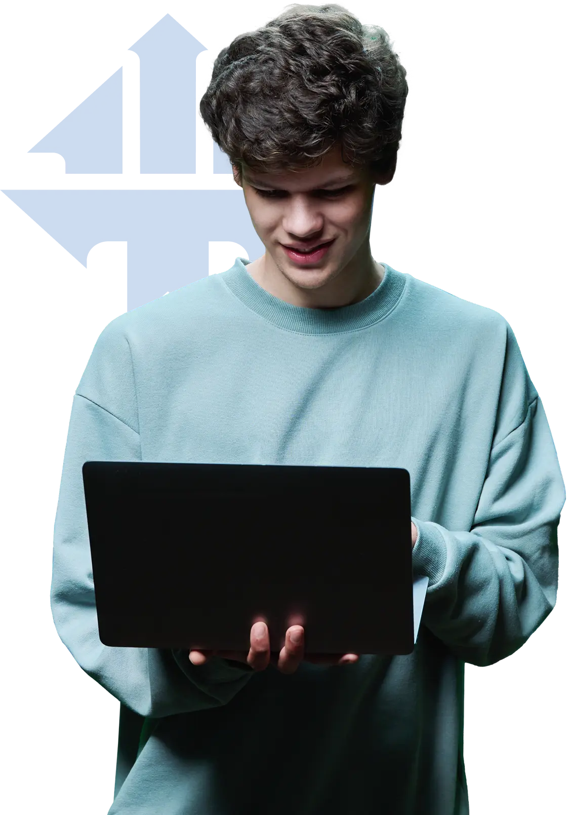man holding a laptop